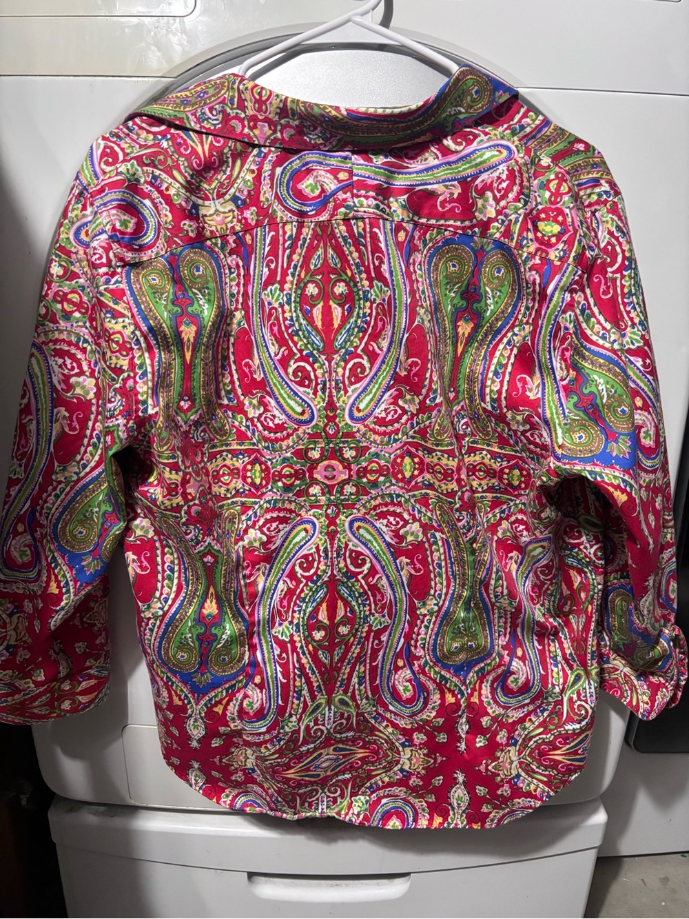 Lauren Ralph Lauren Red Paisley Button-Up Shirt - Picture 3 of 6